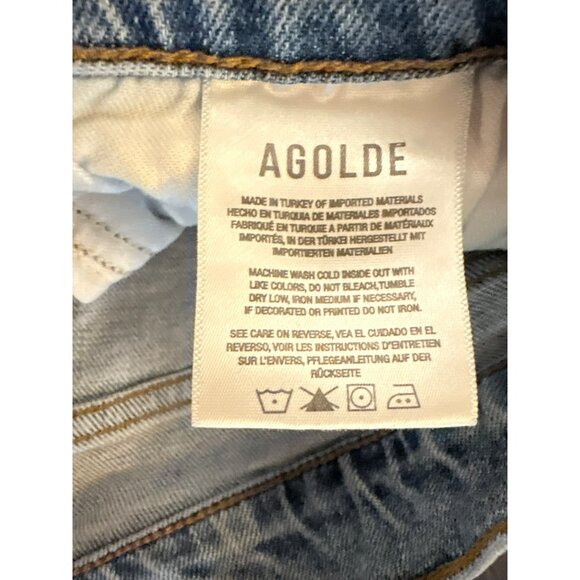 Agolde Nico Button-Fly  Distressed High-Waisted Straight-Leg Ankle Jeans Size 30 - Picture 4 of 9